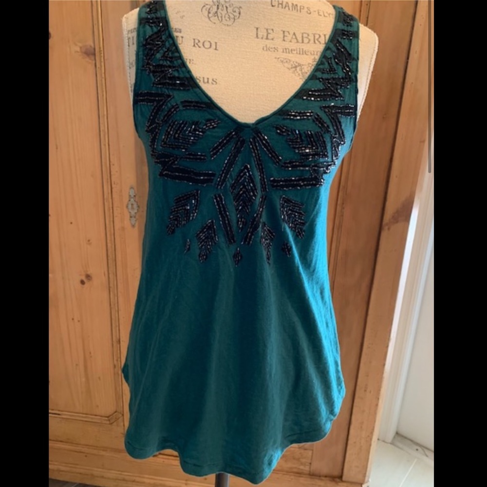 Ecote teal beaded tank top